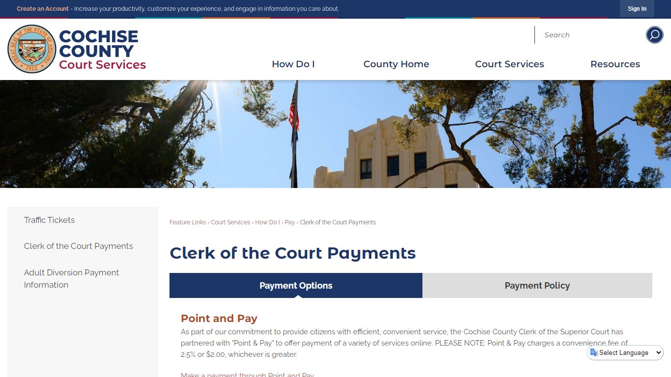 Clerk of the Court Payments | Cochise County, AZ - Arizona